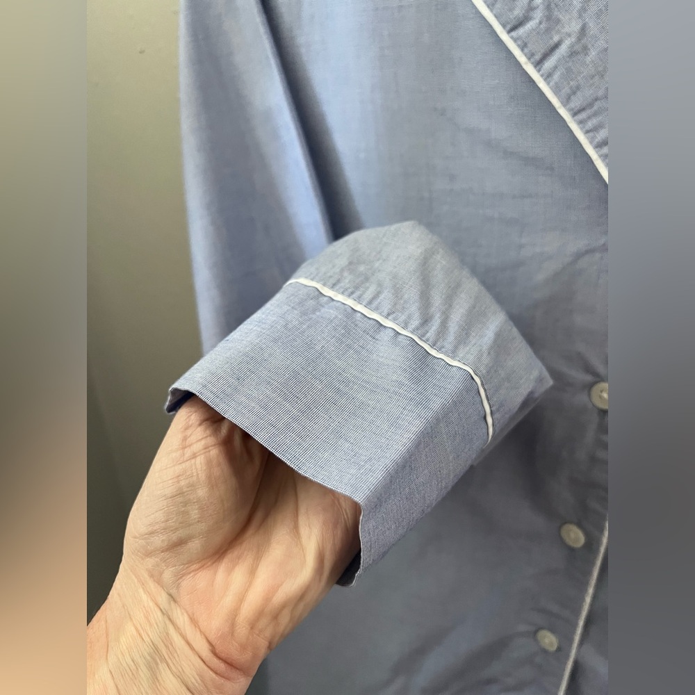 State of Day Women's Notch Collar Poplin Sleepshirt In Blue Size Medium New - Picture 5 of 7